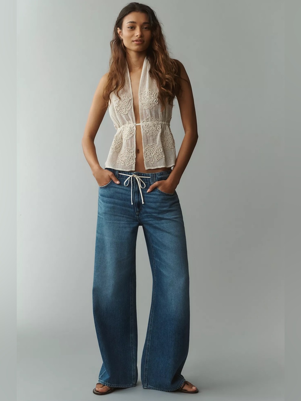 PAIGE Zoey 31 Tie High-Rise Wide-Leg Jeans size 26 - Picture 2 of 11